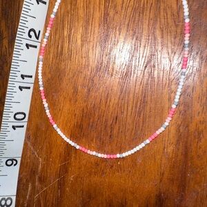 Breast Cancer Awareness design seed bead necklace